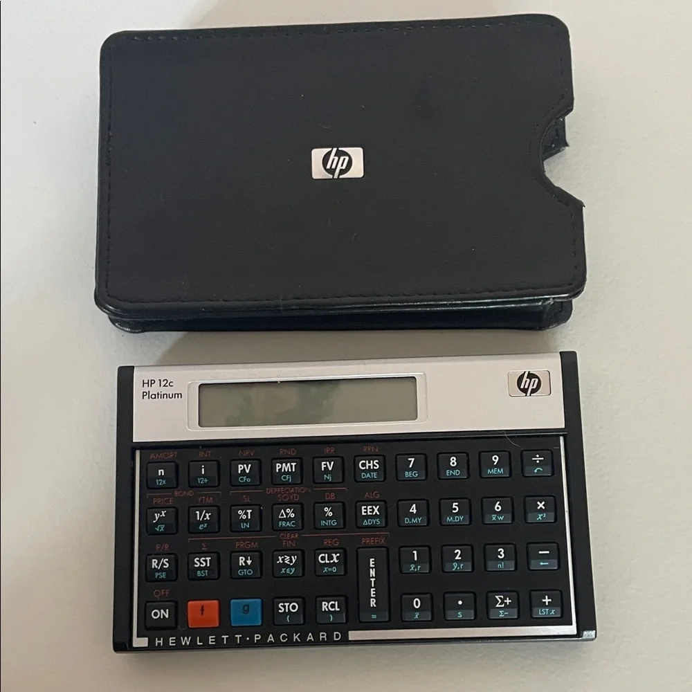 HP 12c Platinum Calculator with Black and White Design